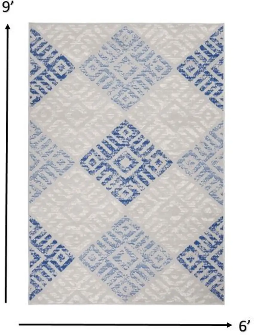 Gray and Blue Diamonds Area Rug Photo 6