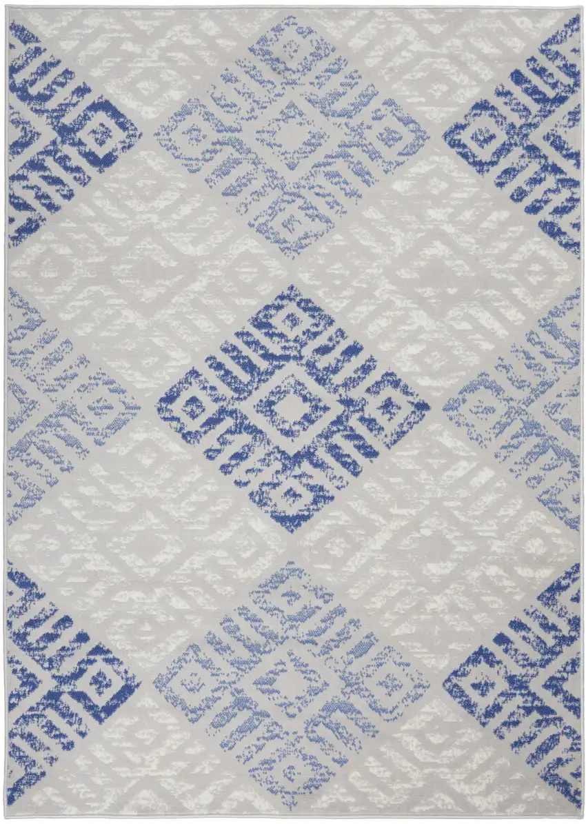 Blue And Gray Geometric Area Rug Photo 8