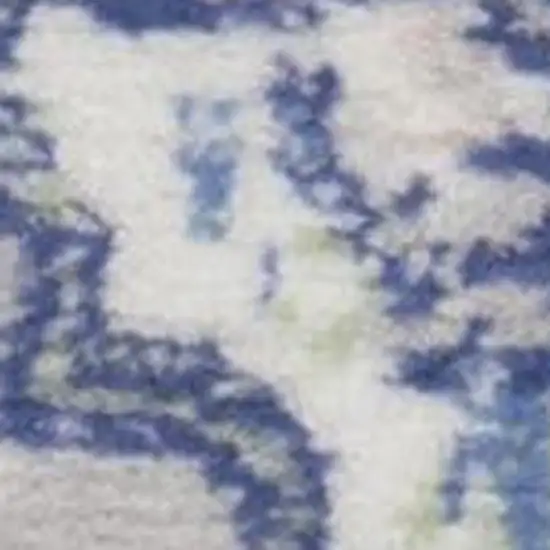 Gray and Blue Floral Area Rug Photo 4