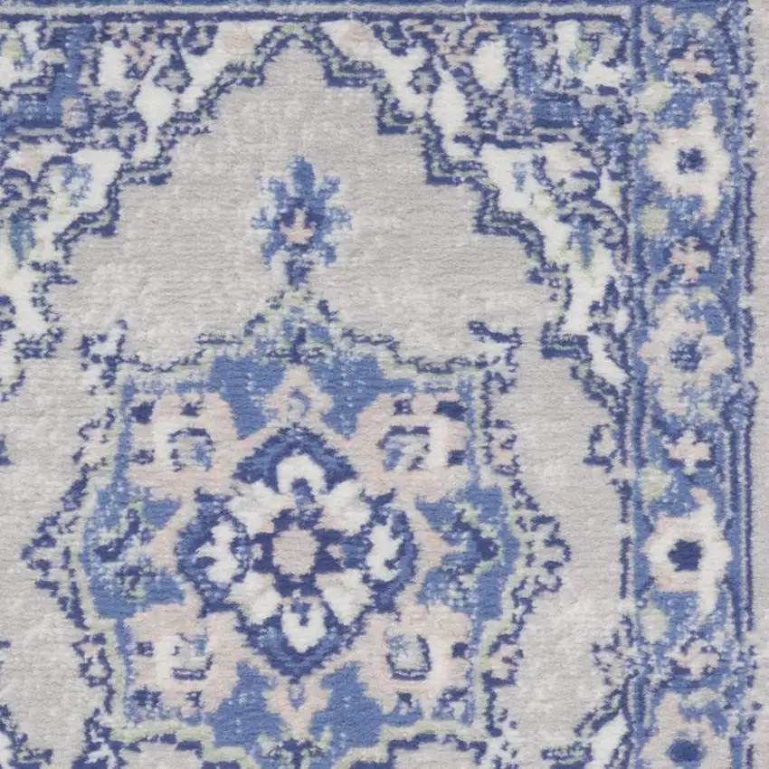Gray and Blue Floral Area Rug Photo 3