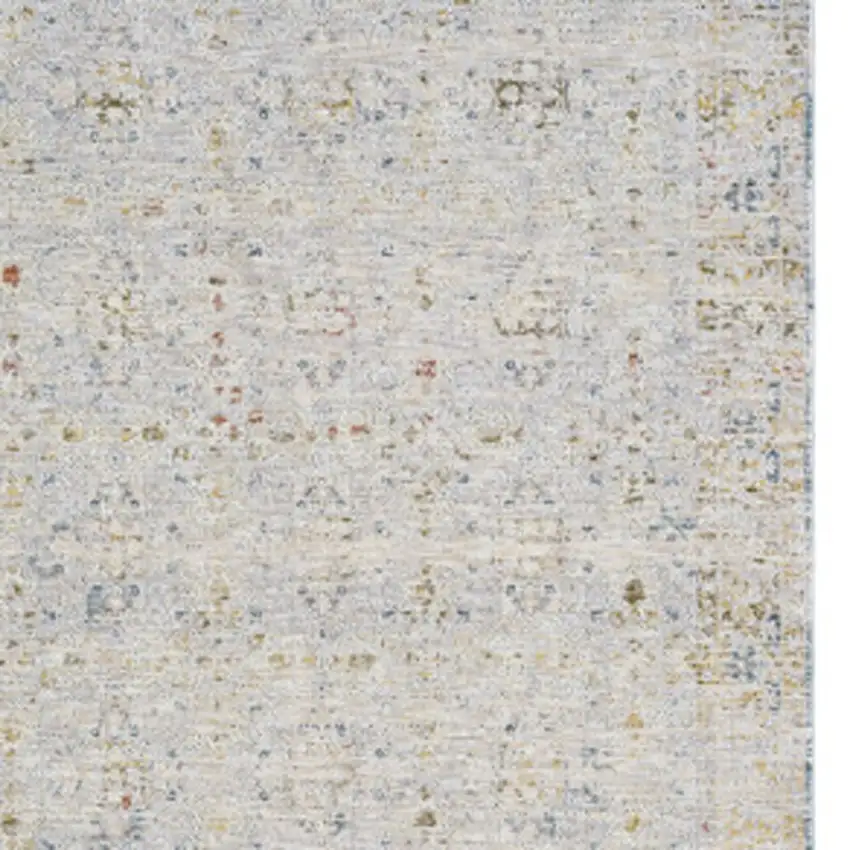 Gray and Blue Floral Distressed Runner Rug Photo 6