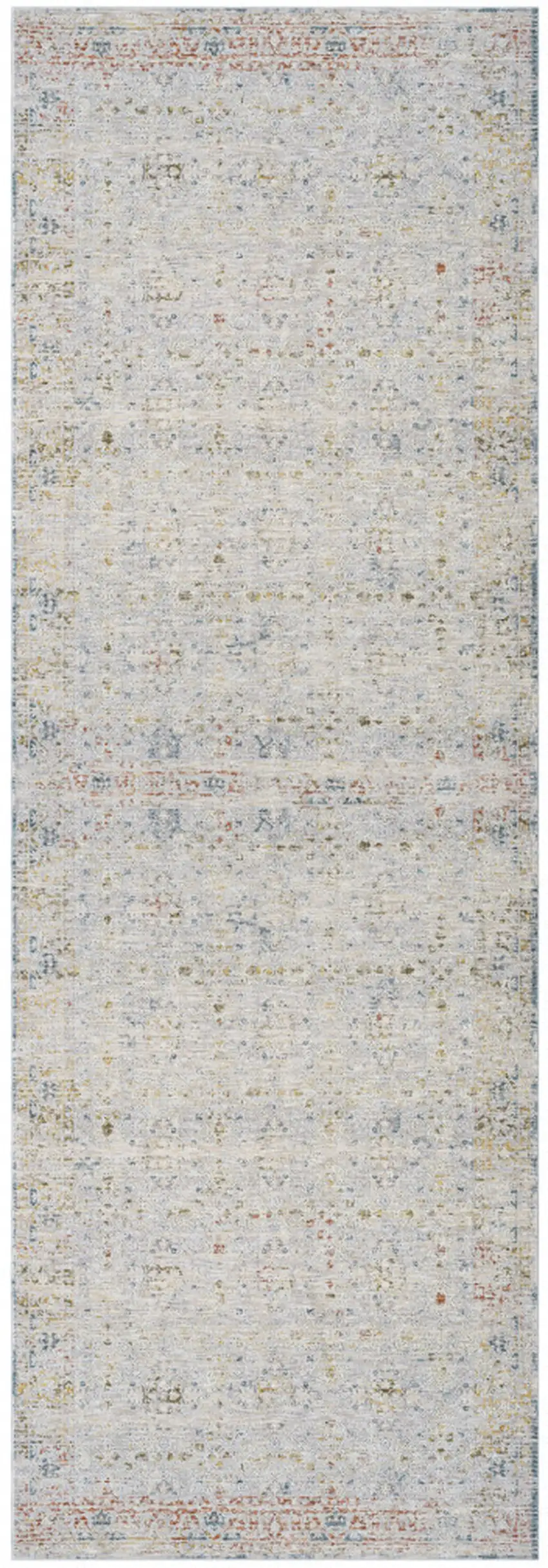 Gray and Blue Floral Distressed Runner Rug Photo 5
