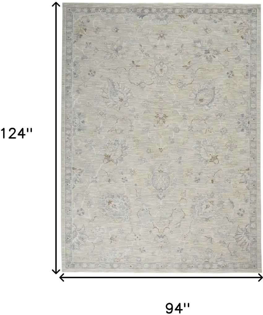 Gray and Blue Floral Power Loom Area Rug Photo 3