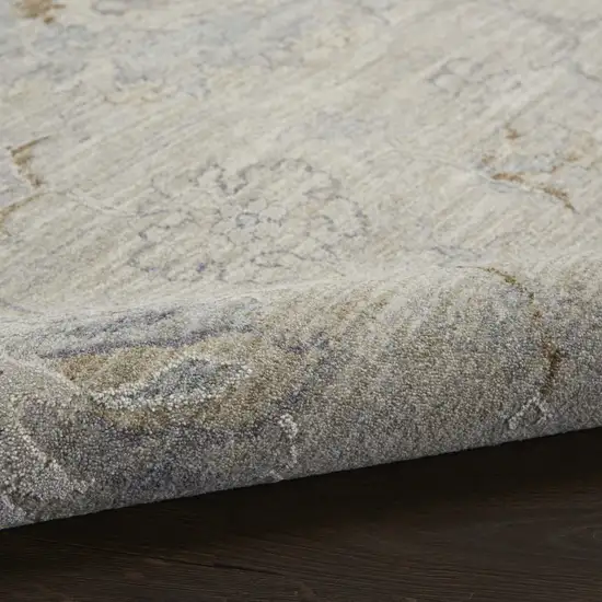 Beige And Gray Floral Medallion Area Rug Photo 6