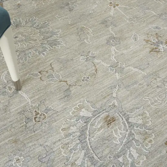 Beige And Gray Floral Medallion Area Rug Photo 8