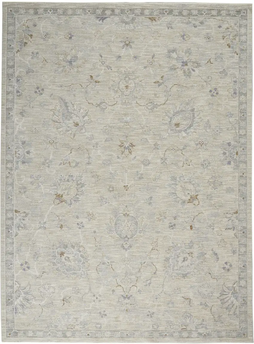 Beige And Gray Floral Medallion Area Rug Photo 2