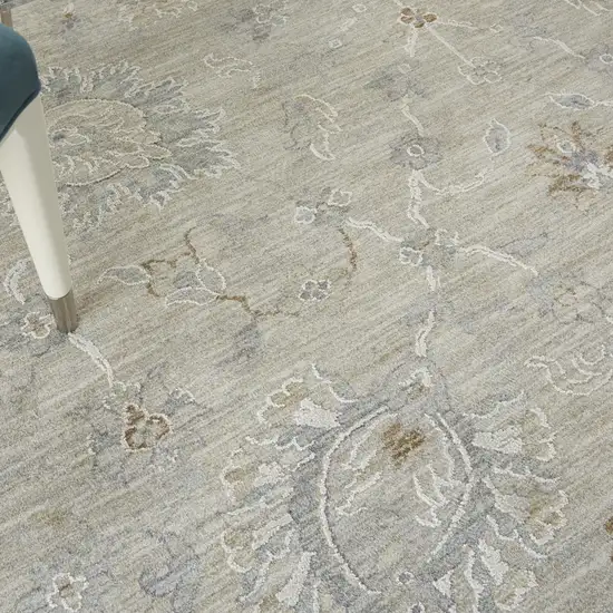 Gray and Blue Floral Power Loom Area Rug Photo 8