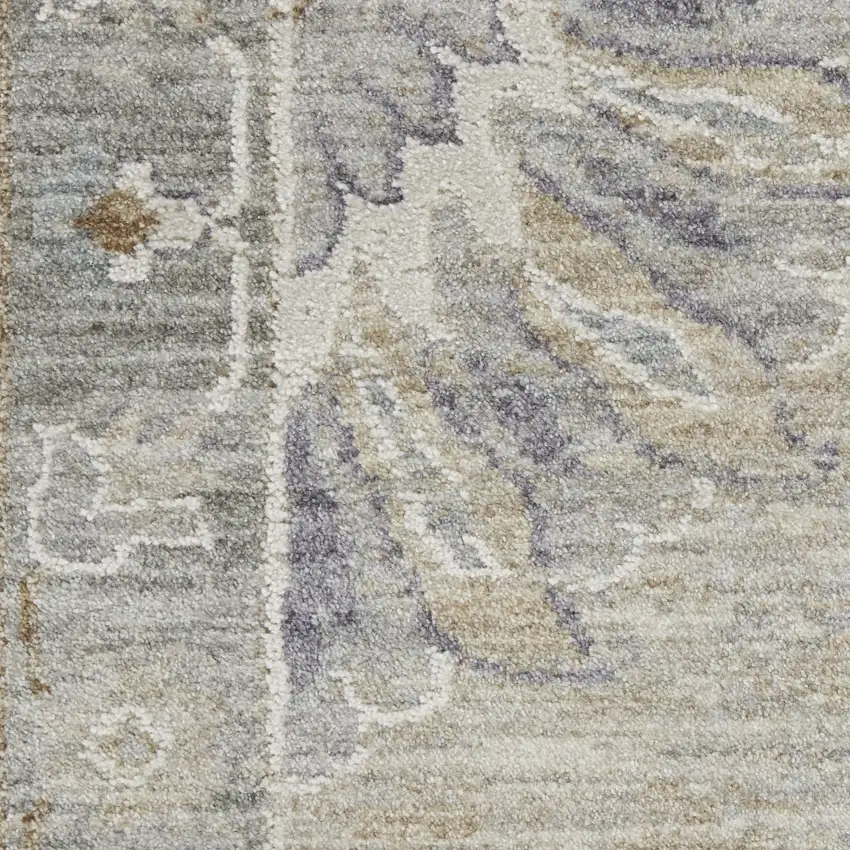 Beige And Gray Floral Medallion Area Rug Photo 8