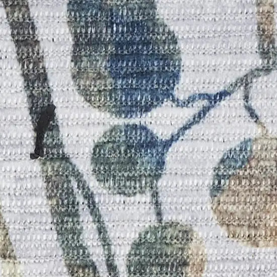 Gray and Blue Floral Power Loom Washable Non Skid Area Rug Photo 3