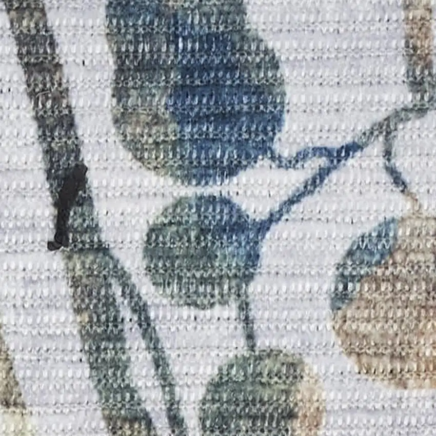 Gray and Blue Floral Power Loom Washable Non Skid Area Rug Photo 3