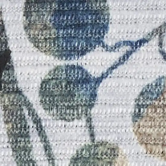 8' Gray And Blue Floral Washable Runner Rug Photo 1