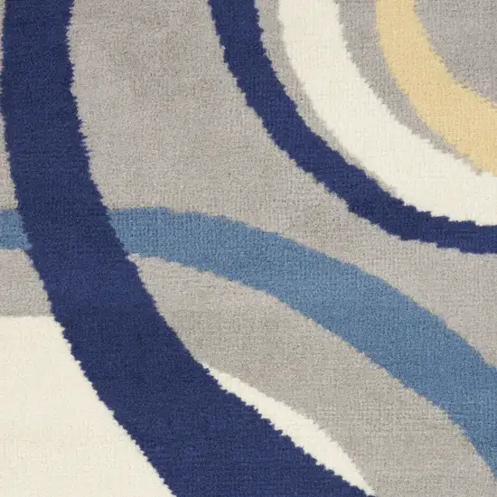 Gray and Blue Geometric Power Loom Area Rug Photo 1