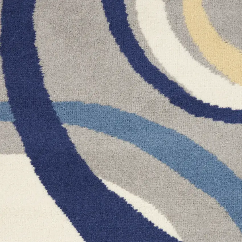 Gray and Blue Geometric Power Loom Area Rug Photo 1