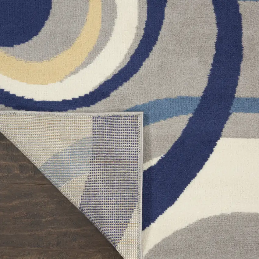 Gray and Blue Geometric Power Loom Area Rug Photo 9