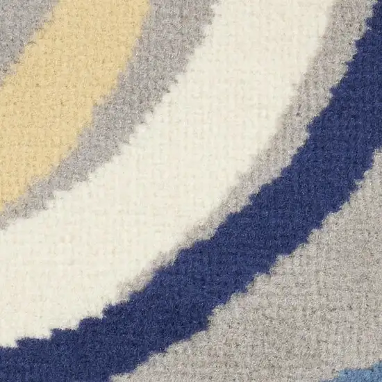 Gray and Blue Geometric Power Loom Area Rug Photo 1