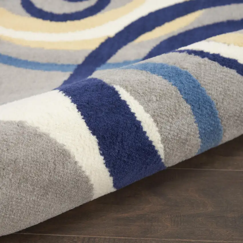 Gray and Blue Geometric Power Loom Area Rug Photo 7