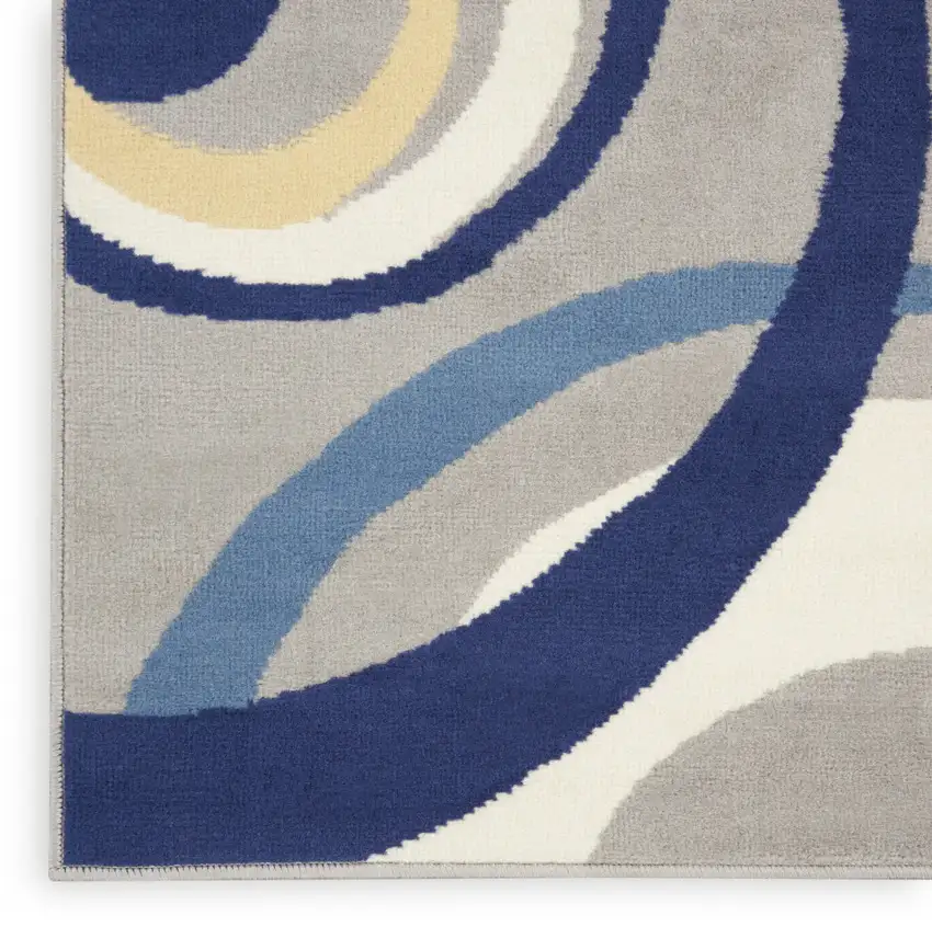 Gray and Blue Geometric Power Loom Area Rug Photo 8