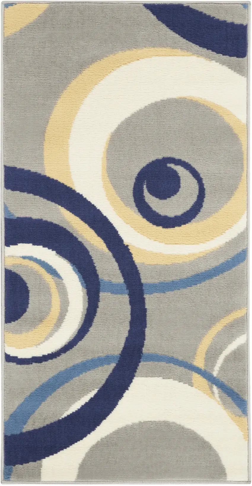 Gray and Blue Geometric Power Loom Area Rug Photo 2