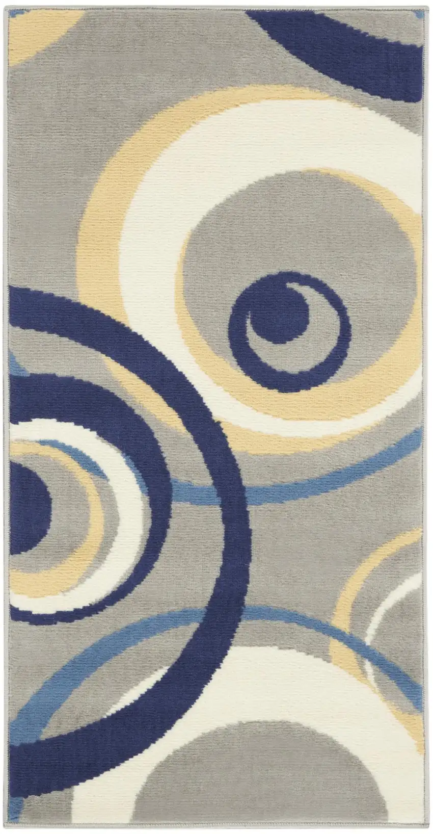 Gray and Blue Geometric Power Loom Area Rug Photo 2