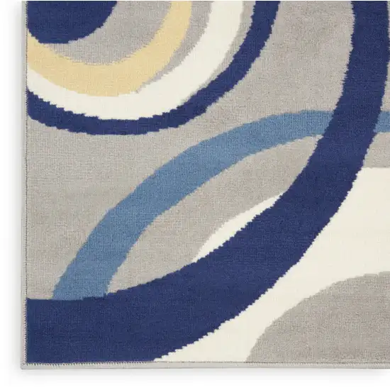 Gray and Blue Geometric Power Loom Area Rug Photo 9