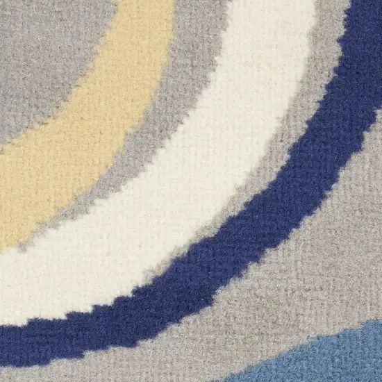 Gray and Blue Geometric Power Loom Area Rug Photo 3