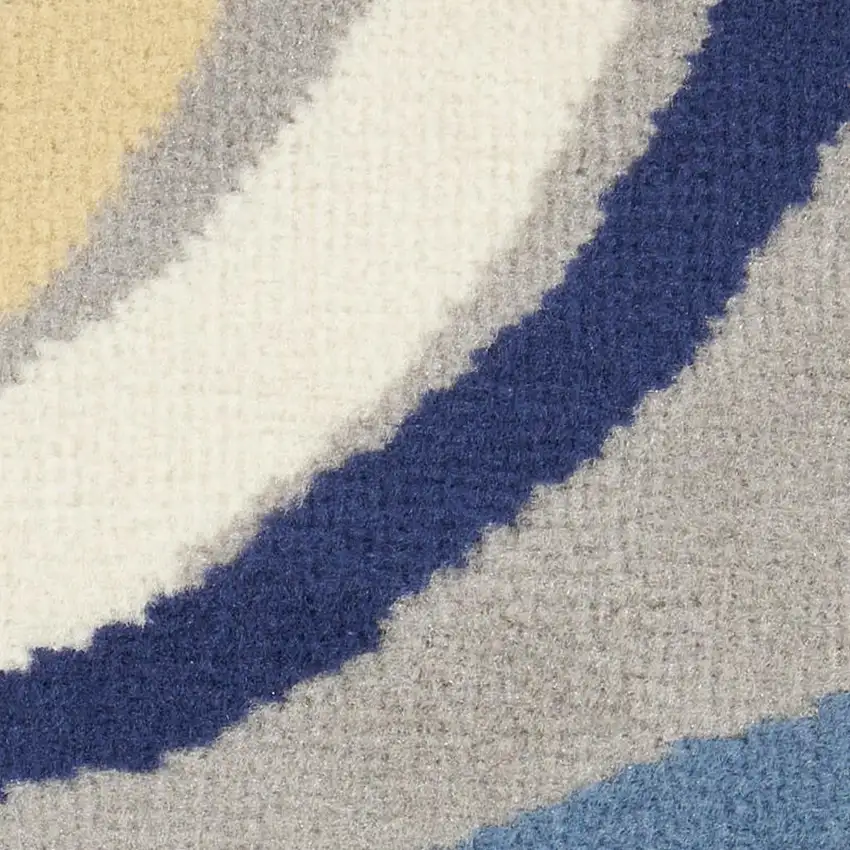 Gray and Blue Geometric Power Loom Area Rug Photo 1