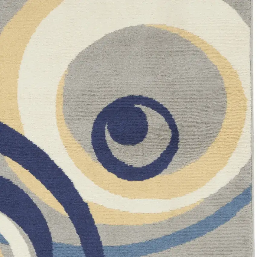 Gray and Blue Geometric Power Loom Area Rug Photo 4