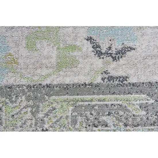 Gray and Blue Geometric Power Loom Area Rug Photo 9