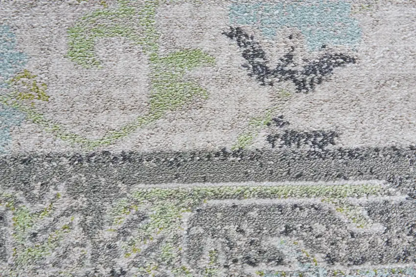 Gray and Blue Geometric Power Loom Area Rug Photo 9