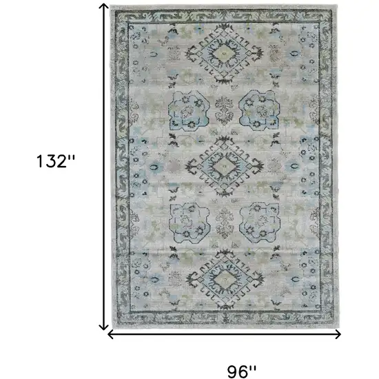 Gray and Blue Geometric Power Loom Area Rug Photo 3