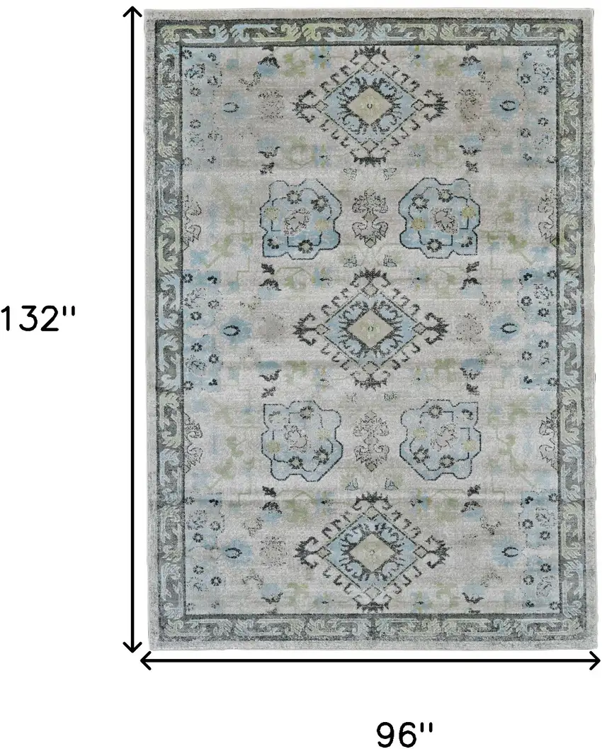 Gray and Blue Geometric Power Loom Area Rug Photo 3