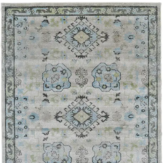 Gray and Blue Geometric Power Loom Area Rug Photo 5