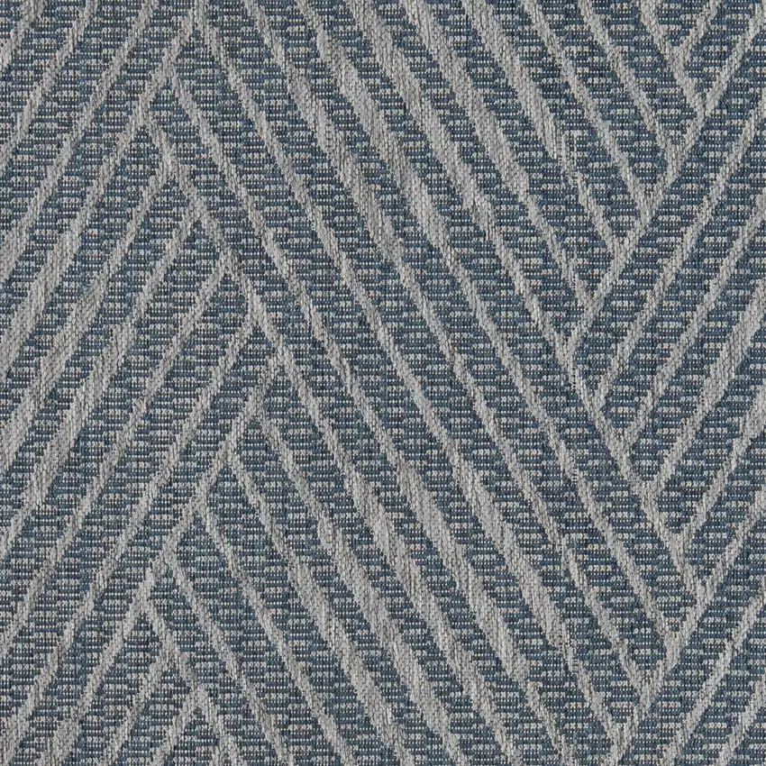 Gray and Blue Geometric Stain Resistant Indoor Outdoor Area Rug Photo 7