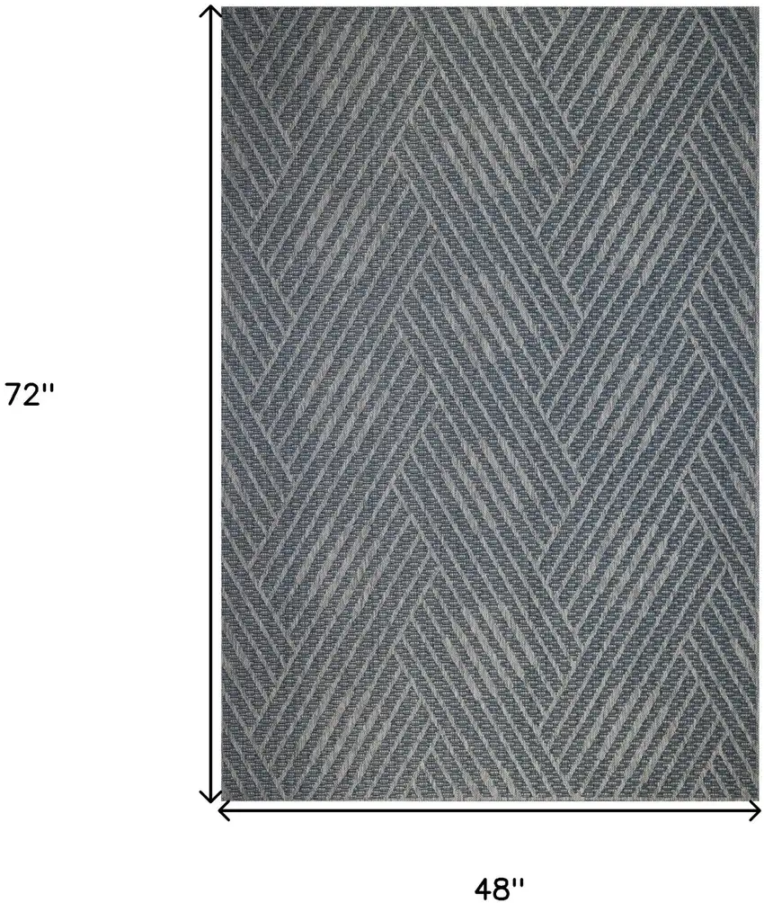 Gray and Blue Geometric Stain Resistant Indoor Outdoor Area Rug Photo 6