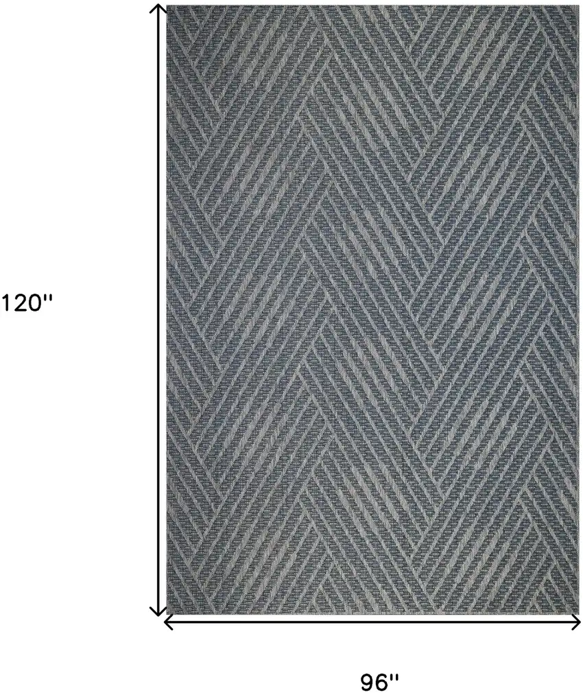 Gray and Blue Geometric Stain Resistant Indoor Outdoor Area Rug Photo 6