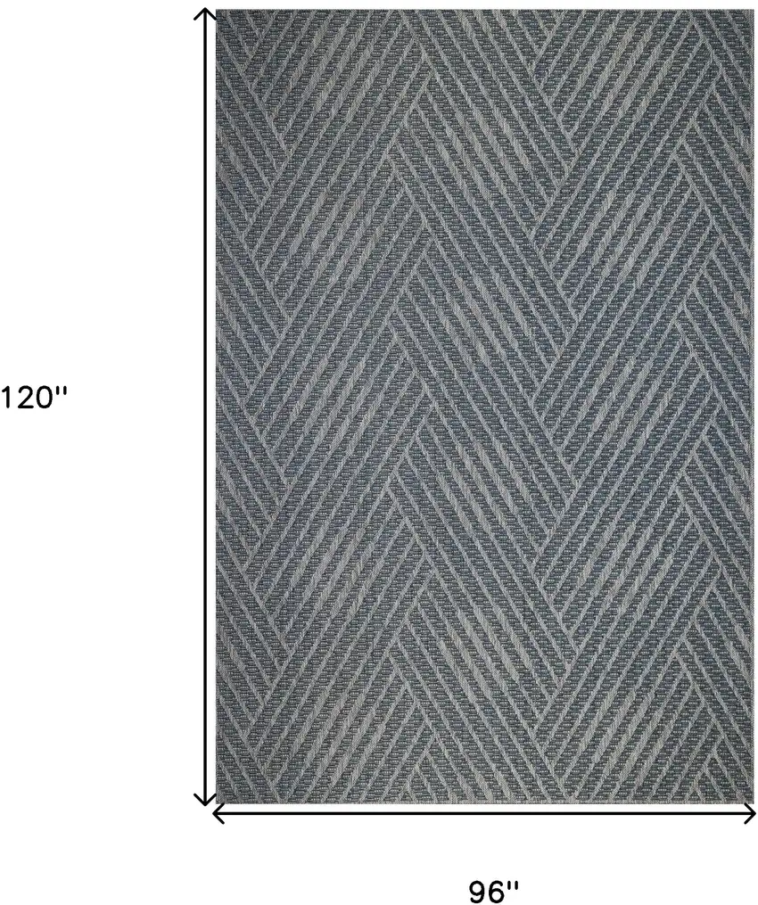 Gray and Blue Geometric Stain Resistant Indoor Outdoor Area Rug Photo 6