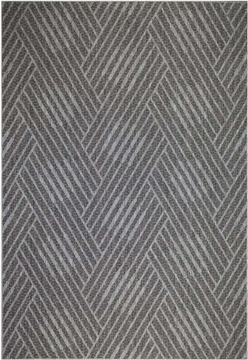 Gray and Blue Geometric Stain Resistant Indoor Outdoor Area Rug Photo 2