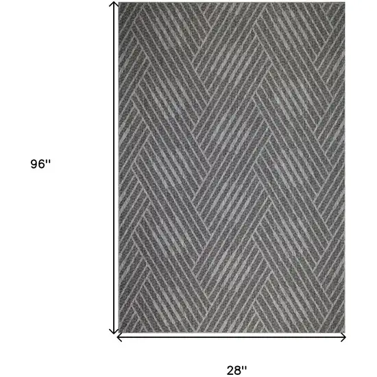 Gray and Blue Geometric Stain Resistant Indoor Outdoor Runner Rug Photo 6