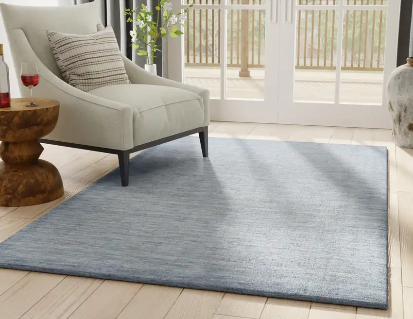 Gray and Blue Hand Woven Runner Rug Photo 6