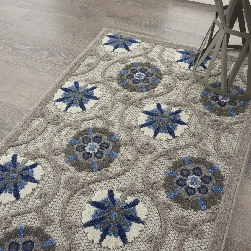 Gray and Blue Indoor Outdoor Area Rug Photo 7
