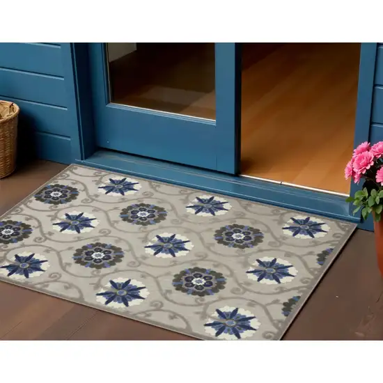 Blue And Gray Indoor Outdoor Area Rug Photo 2
