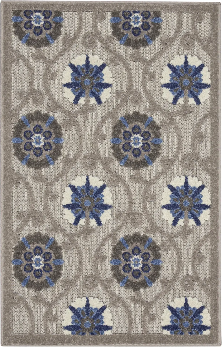 Gray and Blue Indoor Outdoor Area Rug Photo 4