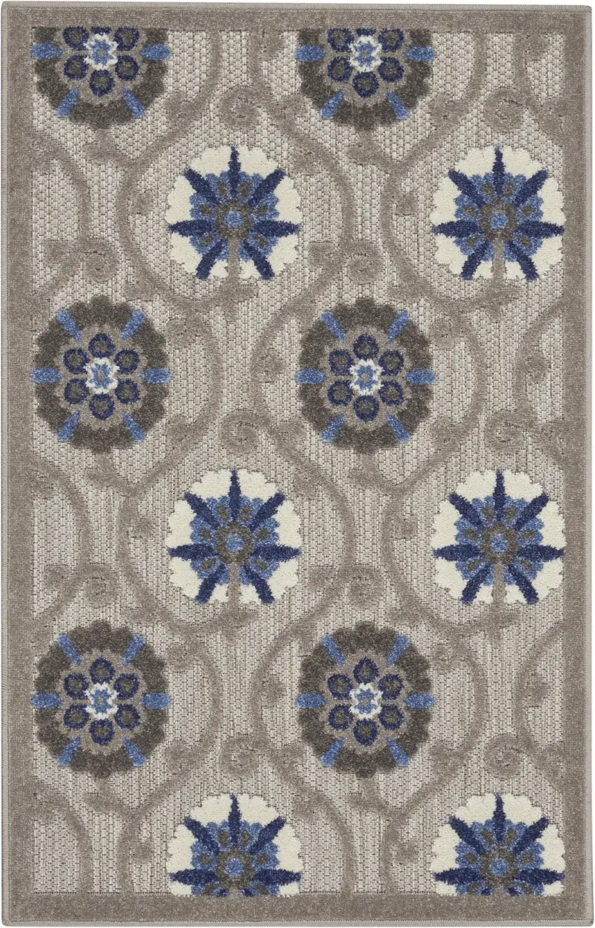 Gray and Blue Indoor Outdoor Area Rug Photo 1