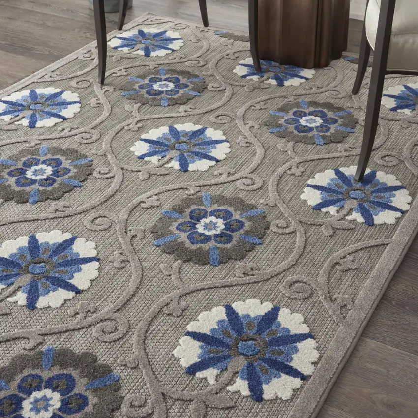 Blue And Gray Indoor Outdoor Area Rug Photo 4
