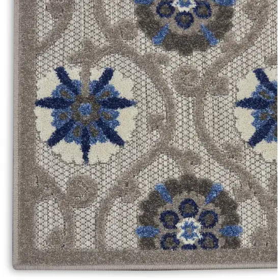 Blue And Gray Floral Indoor Outdoor Area Rug Photo 7