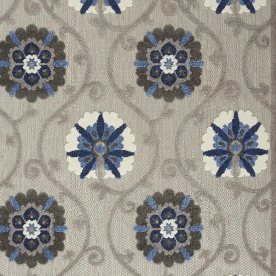 Blue And Gray Floral Indoor Outdoor Area Rug Photo 3