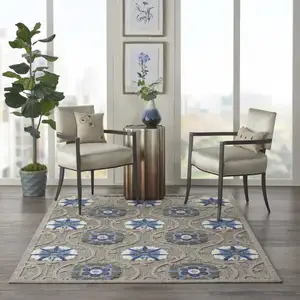 Photo of Gray and Blue Indoor Outdoor Area Rug