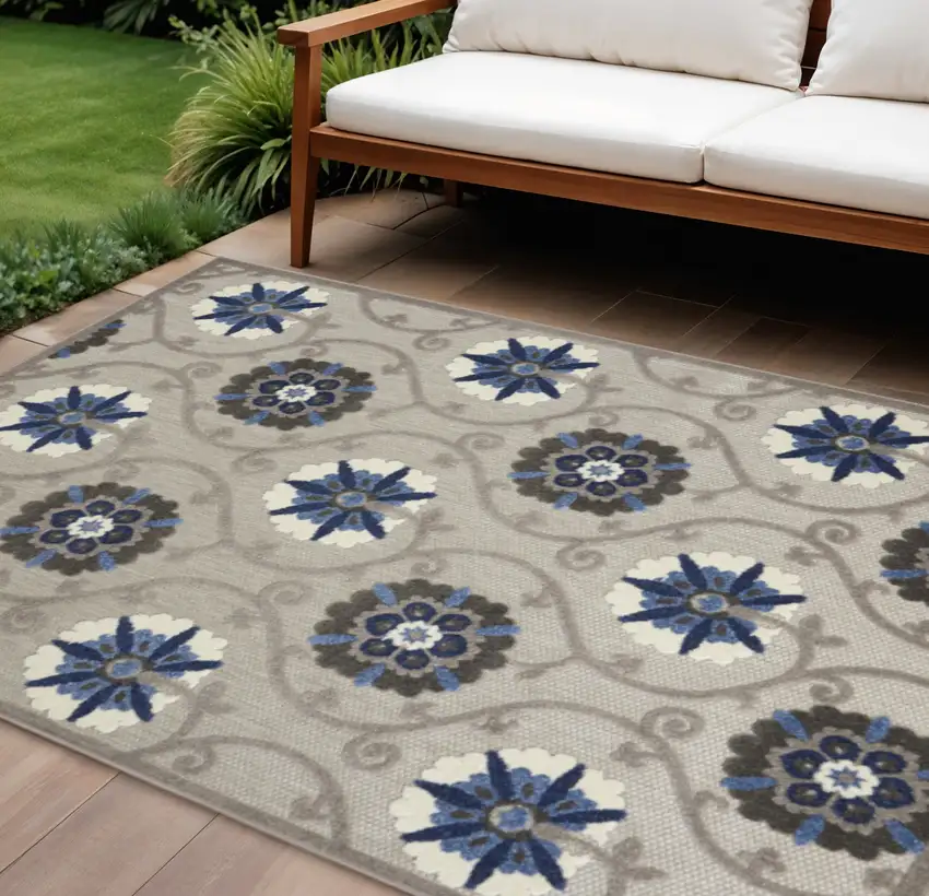 Blue And Gray Indoor Outdoor Area Rug Photo 2
