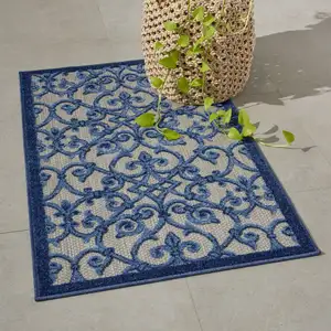 Photo of Gray and Blue Indoor Outdoor Area Rug