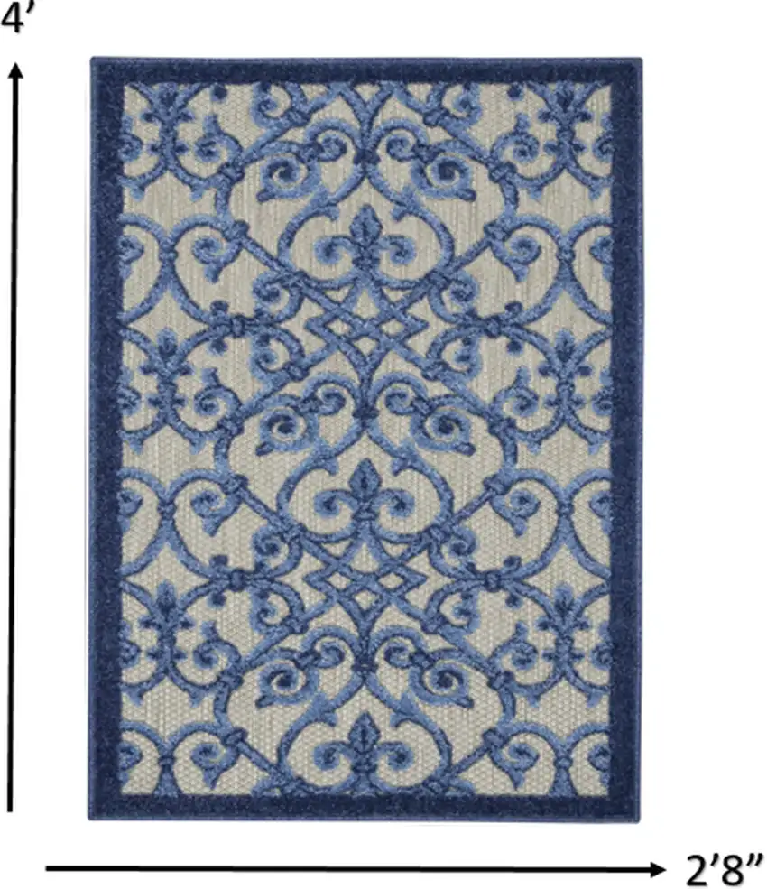 Gray and Blue Indoor Outdoor Area Rug Photo 3